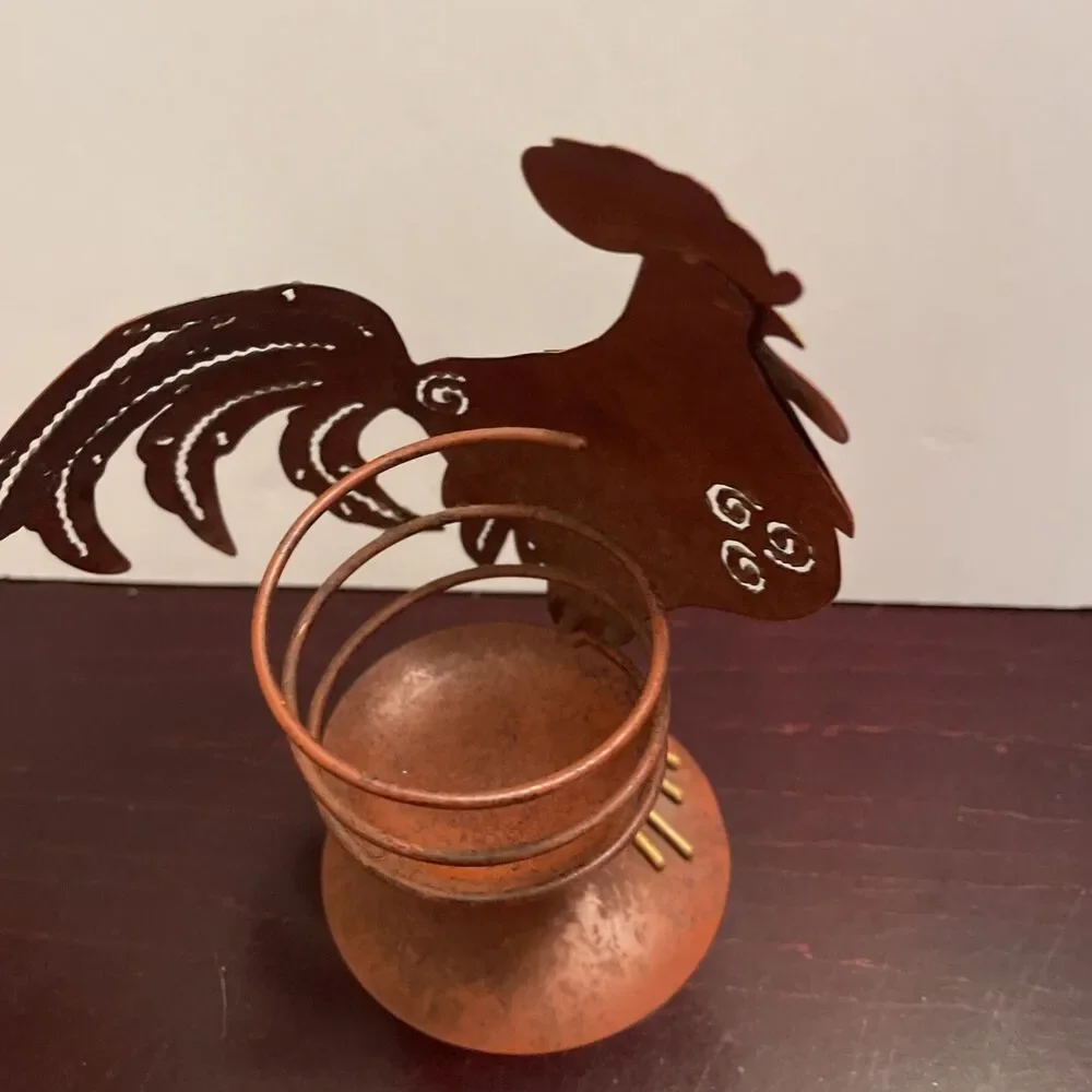 ~Rooster~Metal Candle Holder Stand  Country  Item About 6 1/2” Tall
